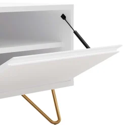 Wohnen Weißes TV Lowboard mit Klappe & Schublade - Marmore