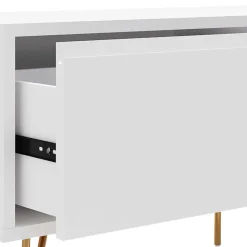 Wohnen Weißes TV Lowboard mit Klappe & Schublade - Marmore