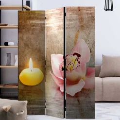 Wohnen Wellness Motiv Paravent Orchidee & Kerze - London