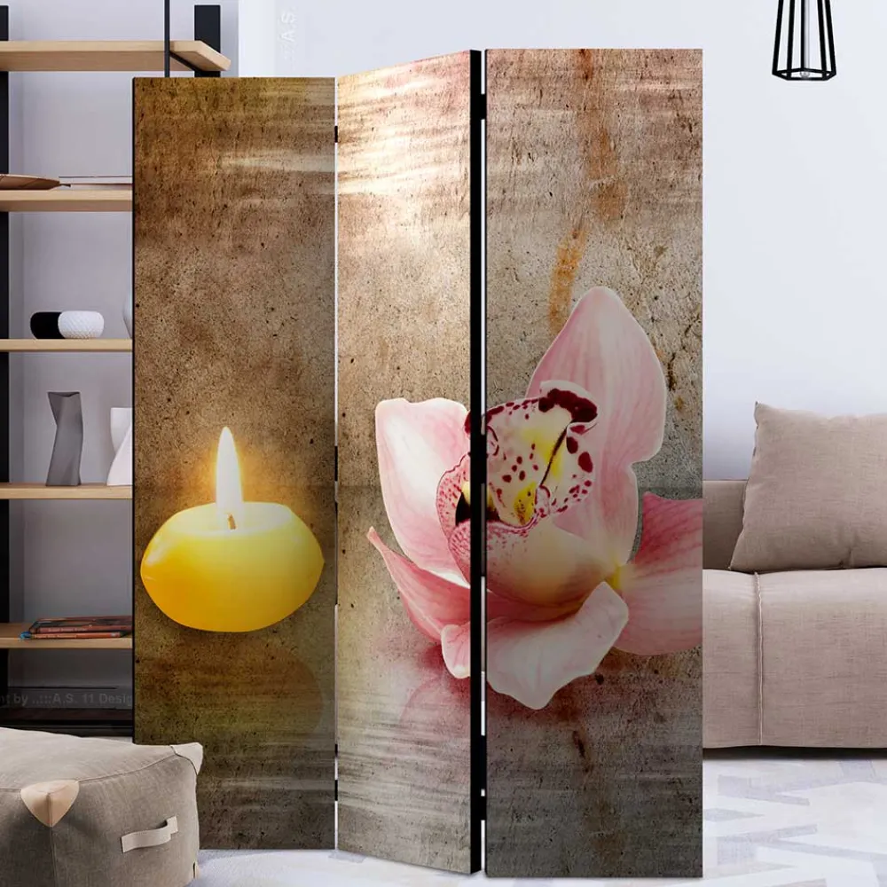 Wohnen Wellness Motiv Paravent Orchidee & Kerze - London