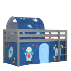 Wohnen Kinderbetten*Weltall Kinder-Hochbett mit Tunnel & Vorhang - Conopca