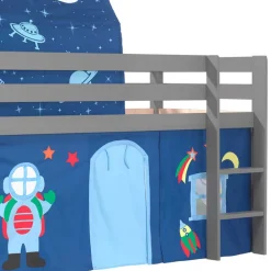 Wohnen Kinderbetten*Weltall Kinder-Hochbett mit Tunnel & Vorhang - Conopca