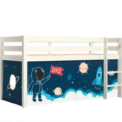 Wohnen Kinderbetten|Kindermöbel*Weltall Spielbett Hochbett in Weiß - Obbo