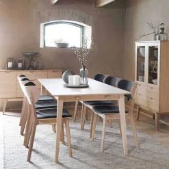 Wohnen Küchen-Essgruppen|Esszimmer Komplett*White Wash Eiche Essgruppe Retro - Pessoa (siebenteilig)