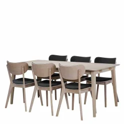 Wohnen Küchen-Essgruppen|Esszimmer Komplett*White Wash Eiche Essgruppe Retro - Pessoa (siebenteilig)