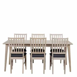 Wohnen Küchen-Essgruppen|Esszimmer Komplett*White Wash Essgruppe aus Eiche - Pessoa (siebenteilig)