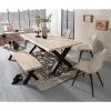 Wohnen White Wash Essgruppe mit X-Fuß Tisch - Tilveta I (sechsteilig)