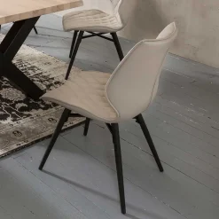 Wohnen White Wash Essgruppe mit X-Fuß Tisch - Tilveta I (sechsteilig)