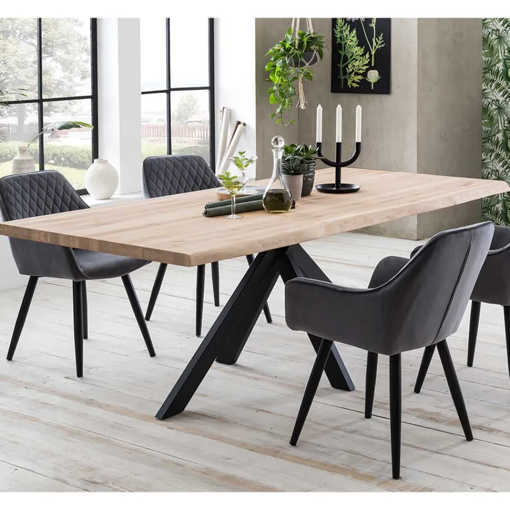 Wohnen White Wash Esszimmertisch mit Baumkante - Wieza