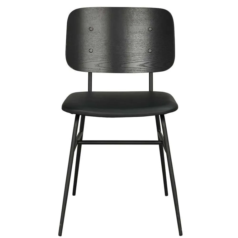 Wohnen Küchen-Essgruppen|Essgruppen*White Wash Holztisch & schwarze Stühle - Pessoa (fünfteilig)