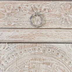Wohnen White Wash Sideboard mit Ornament Schnitzereien - Rusula
