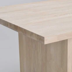 Wohnen Küchen-Essgruppen|Esszimmer Komplett*White Wash Tisch & Lederstühle - Senatau (siebenteilig)