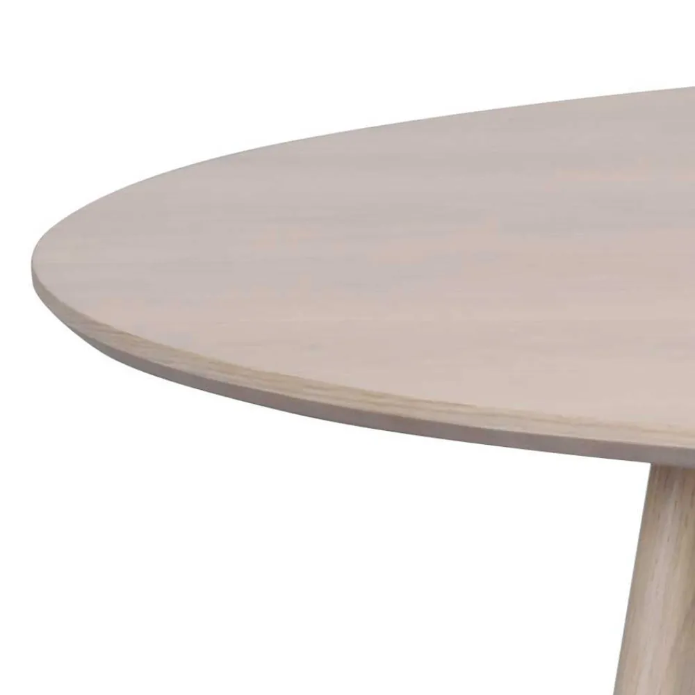 Wohnen Skandinavische Möbel|Küchen-Essgruppen*White Wash Tischgruppe in Rund - Navassa III (fünfteilig)