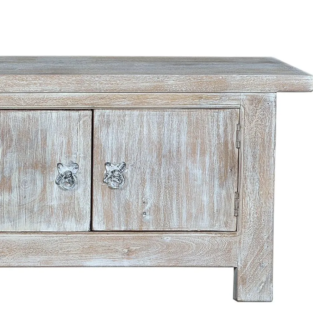 Wohnen White Wash TV Lowboard - Shabby Chic - Catlony