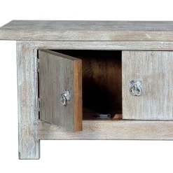Wohnen White Wash TV Lowboard - Shabby Chic - Catlony