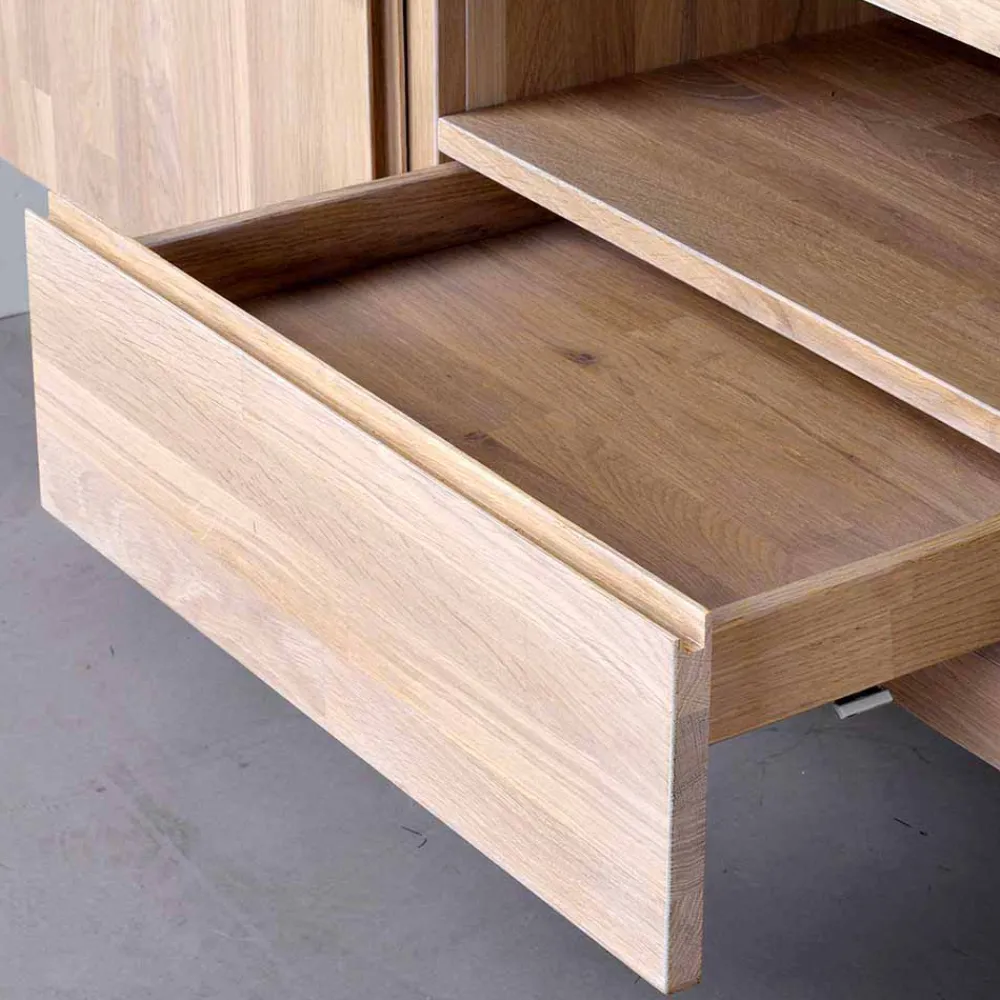 Wohnen Tv & Hifi-Möbel|Tv & Hifi-Möbel*White Wash TV Lowboard aus Eiche - Dioca