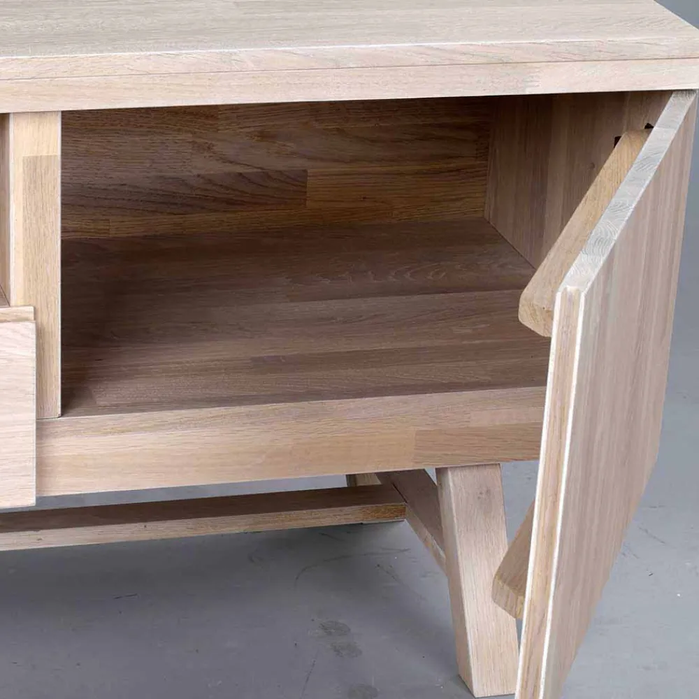 Wohnen Tv & Hifi-Möbel|Tv & Hifi-Möbel*White Wash TV Lowboard aus Eiche - Dioca