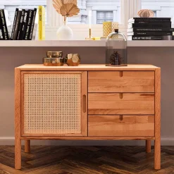 Wohnen Rattanmöbel*Wildbuche Kommode mit Wiener Geflecht Tür - Indrya