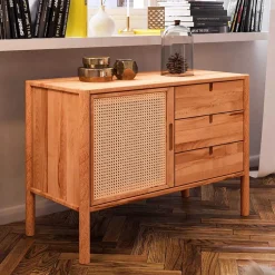 Wohnen Rattanmöbel*Wildbuche Kommode mit Wiener Geflecht Tür - Indrya