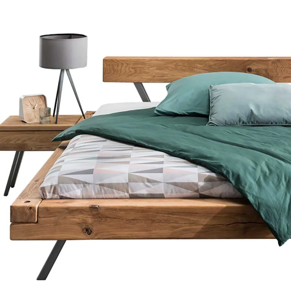 Wohnen Wildeiche Balkenbett Set 4 Größen - Chaya (dreiteilig)