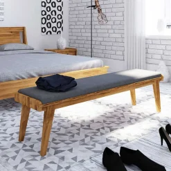 Wohnen Graue Möbel|Retro Möbel*Wildeiche Bank für die Wohnung mit Polster - Hardus