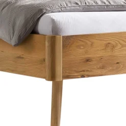 Wohnen Naturholzmöbel|Betten*Wildeiche Bett mit Kopfteilpolstern in Grau - Luxuria