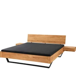 Wohnen Wildeiche Bett mit Metallkufen in Schwarzgrau - Tomya