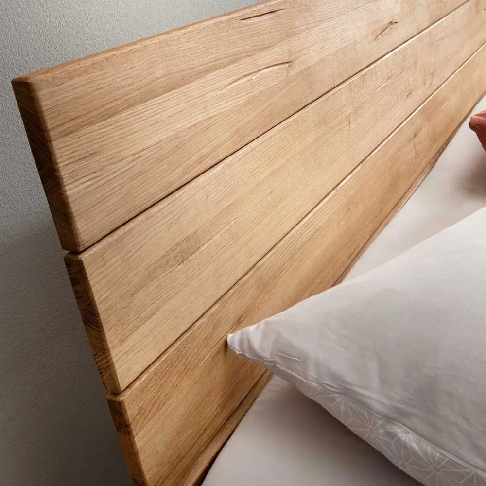 Wohnen Wildeiche Bett mit Metallkufen in Schwarzgrau - Tomya