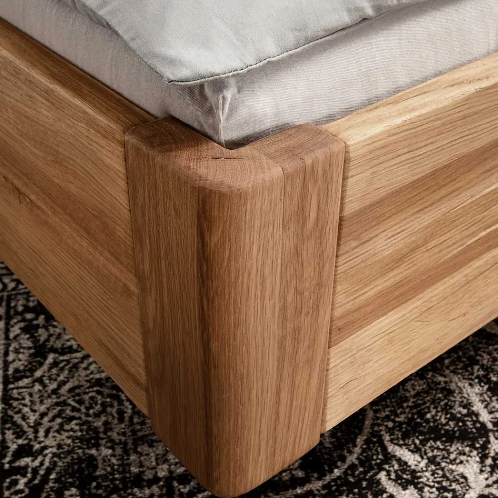 Wohnen Wildeiche Bett mit Metallkufen in Schwarzgrau - Tomya