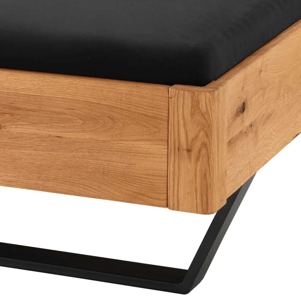 Wohnen Wildeiche Bett mit Metallkufen in Schwarzgrau - Tomya