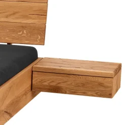 Wohnen Wildeiche Bett mit Metallkufen in Schwarzgrau - Tomya