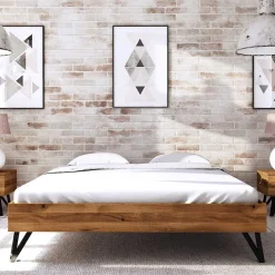 Wohnen Wildeiche Bett ohne Kopfteil 210cm lang - Mandirov