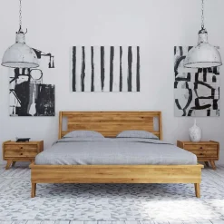 Wohnen Naturholzmöbel|Betten*Wildeiche Bettgestell mit Überlänge 210 cm - Hardus (dreiteilig)