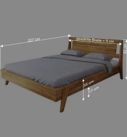 Wohnen Naturholzmöbel|Betten*Wildeiche Bettgestell mit Überlänge 210 cm - Hardus (dreiteilig)