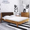 Wohnen Braune Möbel|Retro Möbel*Wildeiche Bettrahmen 210cm mit Kunstleder Kopfteil - Hardus