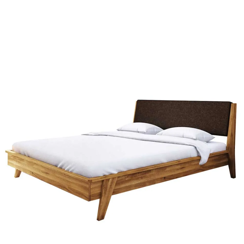 Wohnen Braune Möbel|Retro Möbel*Wildeiche Bettrahmen 210cm mit Kunstleder Kopfteil - Hardus