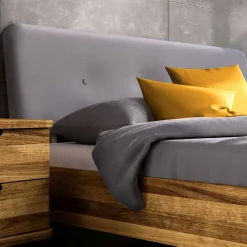 Wohnen Betten|Betten*Wildeiche Designerbett mit Polsterkopfteil - Casarius