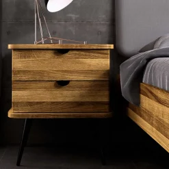 Wohnen Betten|Betten*Wildeiche Designerbett mit Polsterkopfteil - Casarius