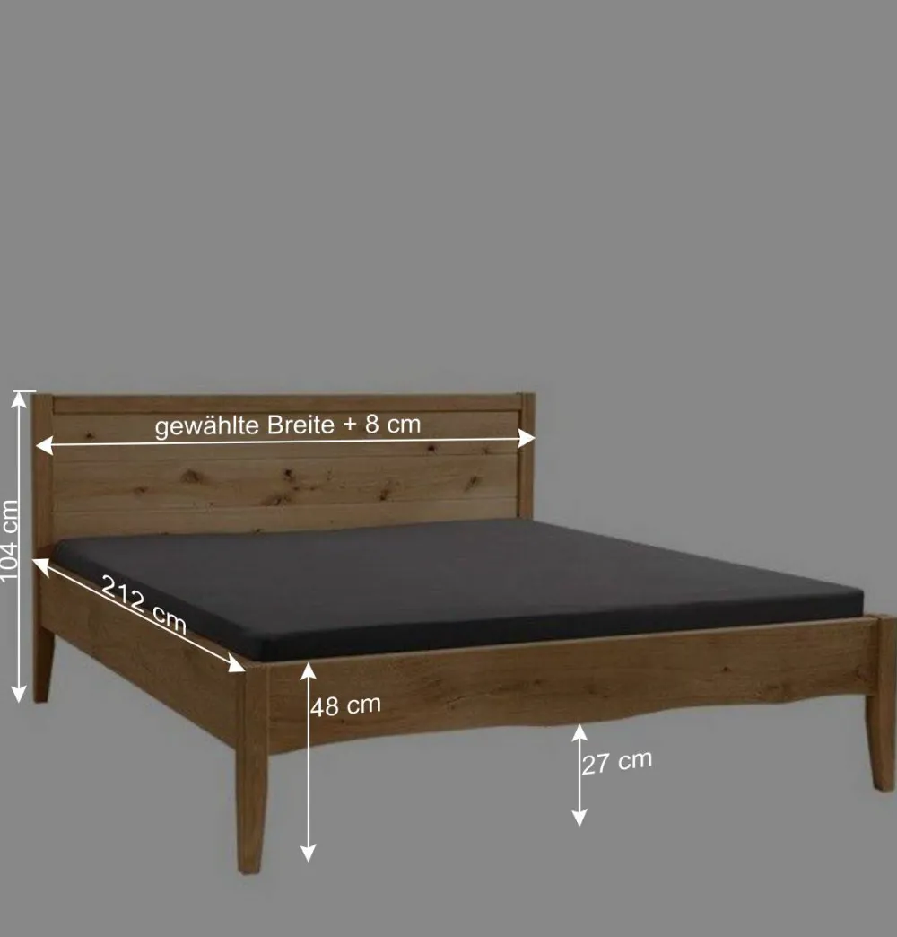 Wohnen Wildeiche Doppelbett mit Holzkopfteil - Adeira
