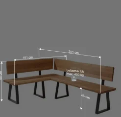Wohnen Wildeiche Eckbank mit Bügelgestell - Sympatia