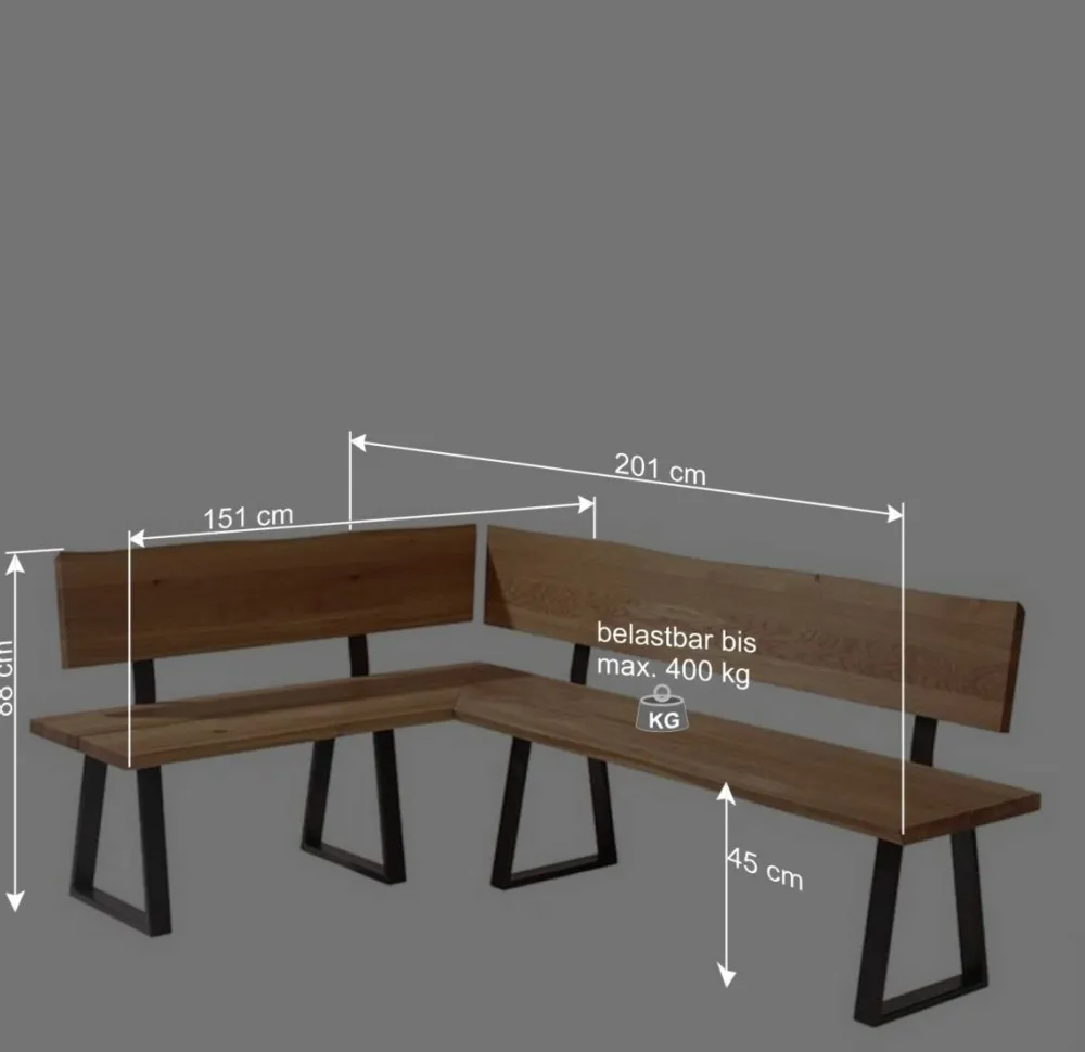 Wohnen Wildeiche Eckbank mit Bügelgestell - Sympatia