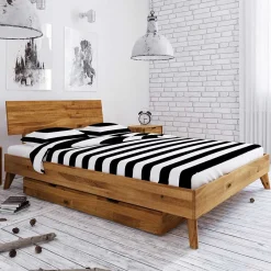 Wohnen Jugendbetten*Wildeiche Einzelbett mit Unterlänge 190 cm - Eavy III