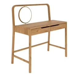 Wohnen Schminktische*Wildeiche Frisiertisch mit rundem Spiegel - Laida