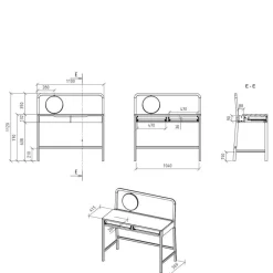 Wohnen Schminktische*Wildeiche Frisiertisch mit rundem Spiegel - Laida