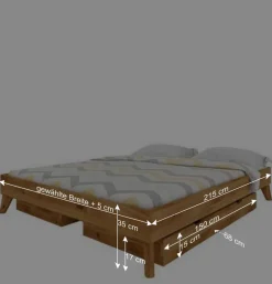 Wohnen Jugendbetten*Wildeiche Funktionsbett ohne Kopfteil - Eavy