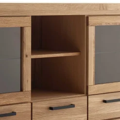 Wohnen Sideboards & Kommoden|Kommoden*Wildeiche Highboard Vitrine teilmassiv - Sophia