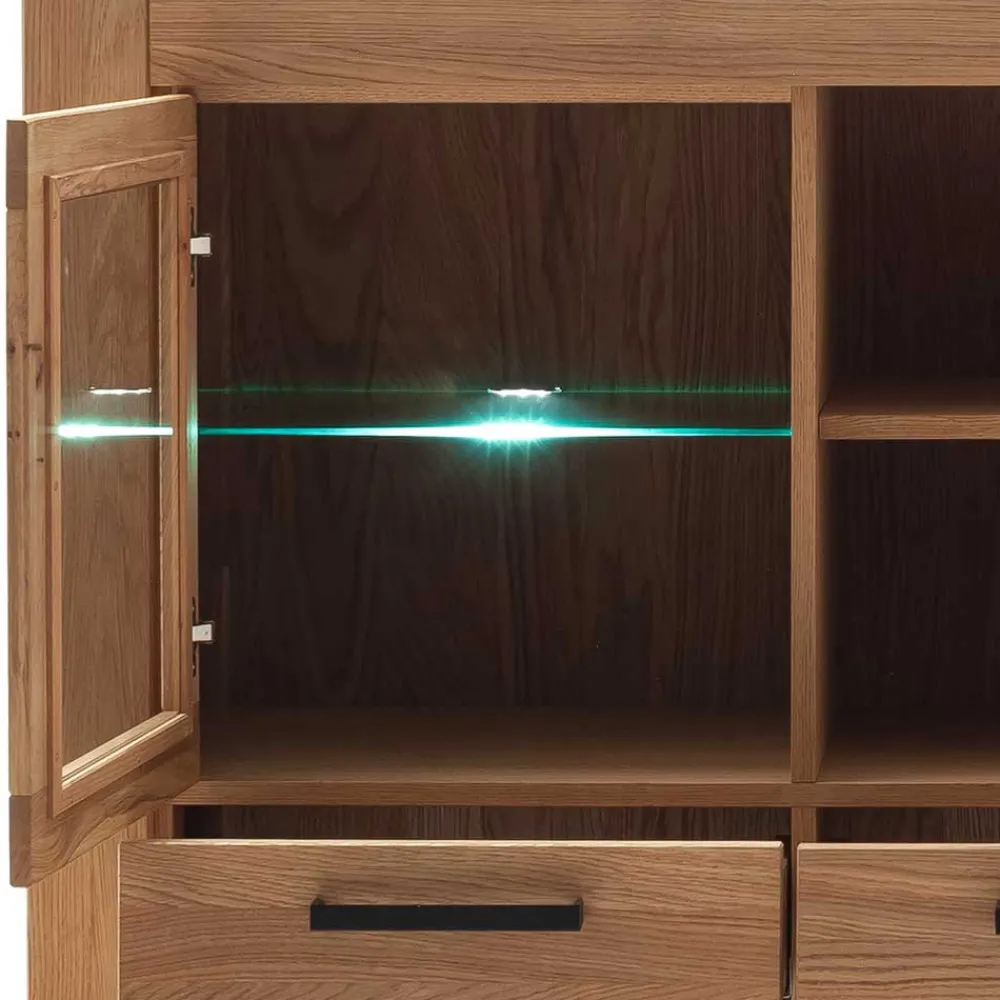 Wohnen Sideboards & Kommoden|Kommoden*Wildeiche Highboard Vitrine teilmassiv - Sophia