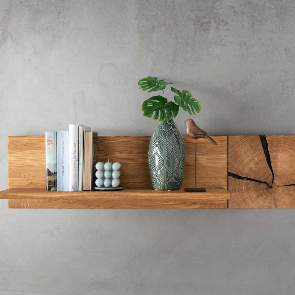 Wohnen Esszimmerregale|Regale*Wildeiche Hängeregal mit Hirnholz Deko - Acapella