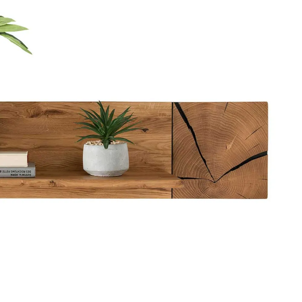 Wohnen Esszimmerregale|Regale*Wildeiche Hängeregal mit Hirnholz Deko - Acapella