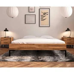 Wohnen Skandinavische Möbel*Wildeiche Holzbett für Dachzimmer - Kerfa